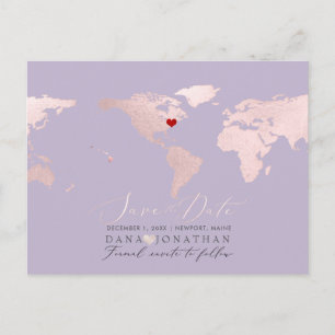 Postale Carte rose poudrée, Faire-part de save the date po