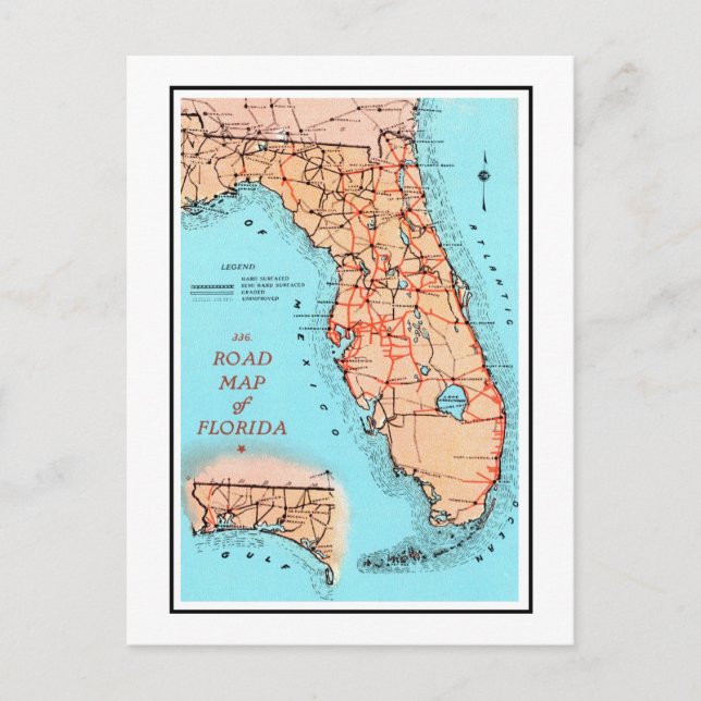 Postale Carte routière de Floride (Devant)