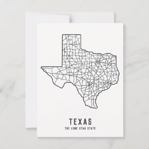 Postale Carte routière de l'État du Texas - carte de l'Éta