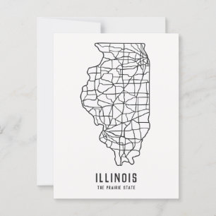Postale Carte routière de l'Illinois - carte de l'État des