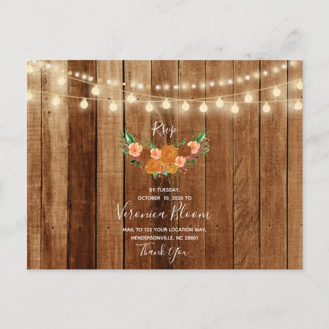 Postale Carte RSVP Rustic Chic Barn Wood Post Card (Devant)
