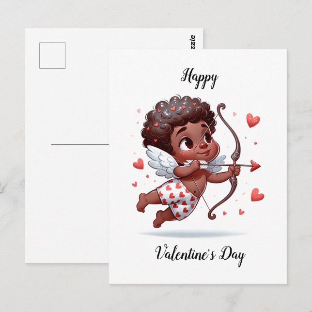 Postale Carte Saint Valentin de charme Cupid (Devant / Derrière)