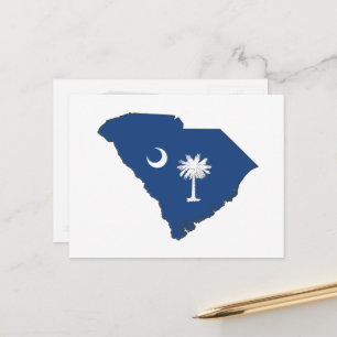 Postale Carte Silhouette de Caroline du Sud Drapeau d'État
