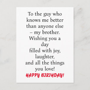 POSTALE CARTE SPÉCIALE POUR L'ANNIVERSAIRE DU FRÈRE SPÉCIA