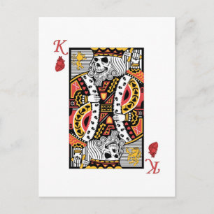 Postale Carte squelettique du Roi jeu d'horreur