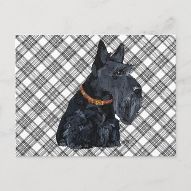 Postale Carte Tartan écossaise Terrier (Devant)