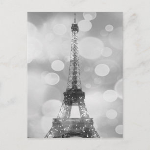 Postale Carte Tour Eiffel, Noir & Blanc, Vertical