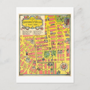 Postale Carte touristique vintage de Greenwich Village, Ne