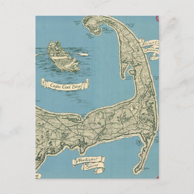 Postale Carte vintage de Cape Cod (1945) (Devant)