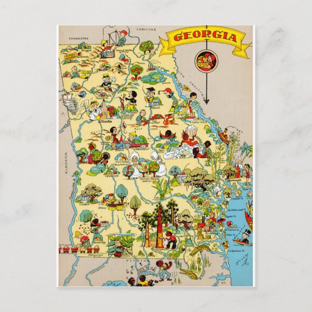 Postale Carte Vintage de Géorgie (Devant)