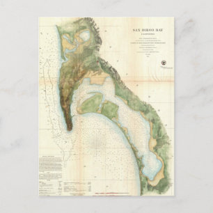 Postale Carte vintage de la baie de San Diego (1857)