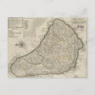 Postale Carte vintage de la Barbade (1736)