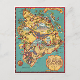 Postale Carte vintage de l'île d'Hawaï