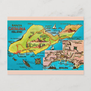Postale Carte vintage de l'île Santa Catalina