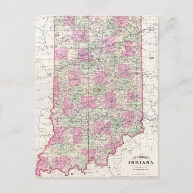 Postale Carte vintage de l'Indiana (1864) (Devant)
