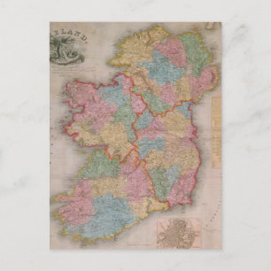 Postale Carte vintage de l'Irlande (1835)
