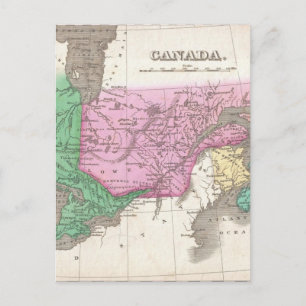 Postale Carte vintage de l'Ontario et du Québec (1827)