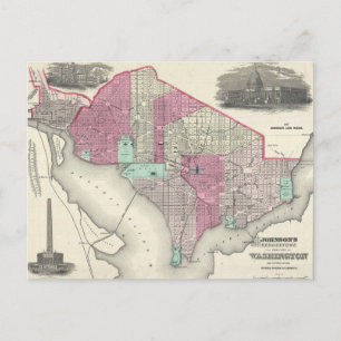 Postale Carte vintage de Washington (1866)