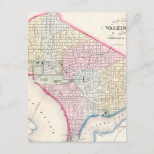 Postale Carte vintage de Washington D.C. (1864)