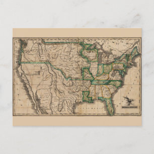 Postale Carte vintage des États-Unis d'Amérique (1823)