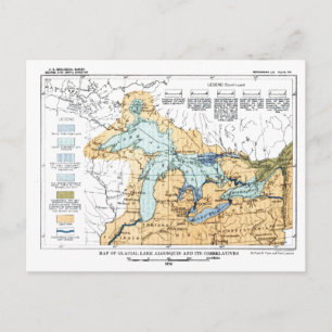 Postale Carte vintage des Grands Lacs