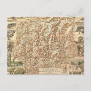 Postale Carte vintage des Montagnes Blanches (1937)