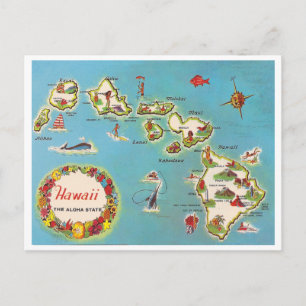 Postale Carte vintage d'Hawaï