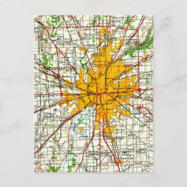 Postale Carte vintage d'Indianapolis (Devant)