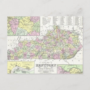 Postale Carte vintage du Kentucky (1850)