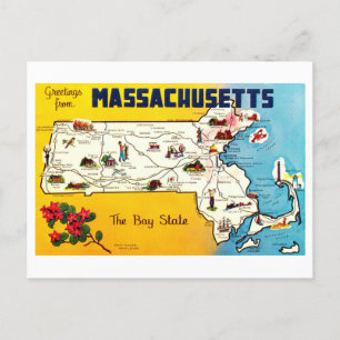 Postale Carte vintage du Massachusetts