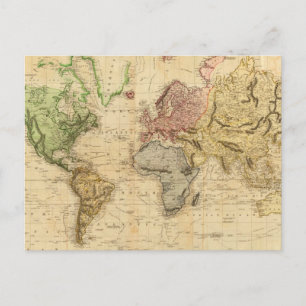 Postale Carte vintage du monde (1831)