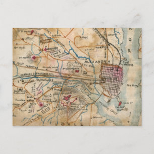 Postale Carte vintage du nord-est de la Virginie (1862)