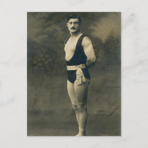 Postale Carte vintage française Strongman