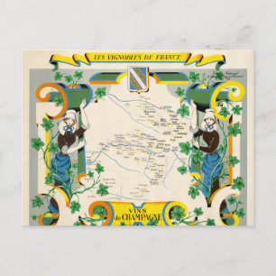 Postale Carte Vintage France Champagne