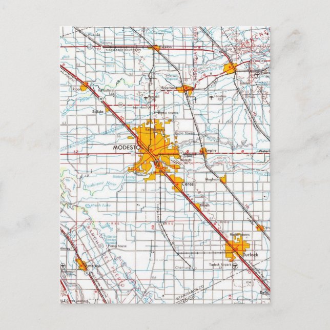 Postale Carte Vintage Modesto California (Devant)