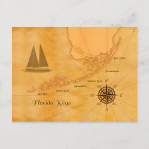 Postale Carte vintage Nautical Florida Keys