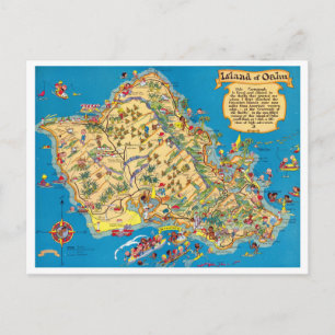 Postale Carte Vintage Oahu Funny