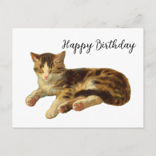 Postale Carte vintage victorienne de chat faisant la siest
