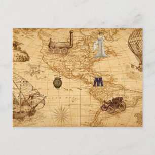 Postale Carte vintage Vieux Monde Steampunk
