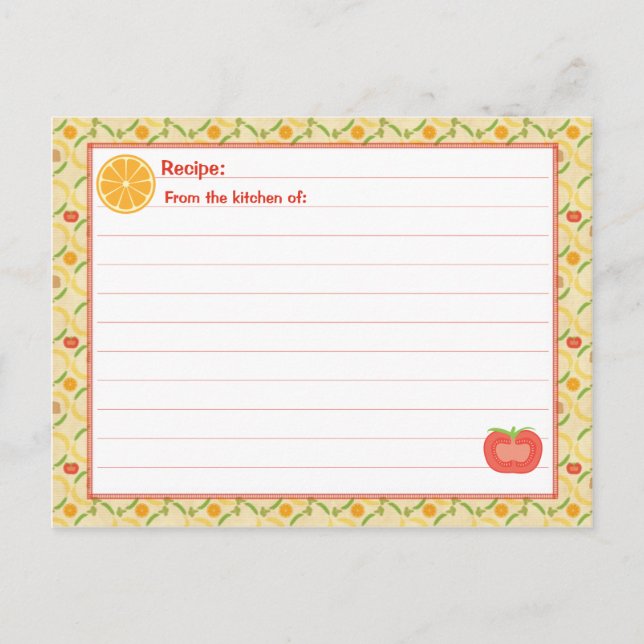 Postale Carte vivante saine de recette (Devant)