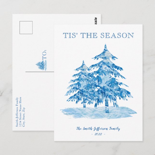 Postale C'est la saison Painterly Christmas Tree carte pos (Devant / Derrière)