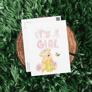 Postale C'est une fille Baby shower Teddy Bear carte posta