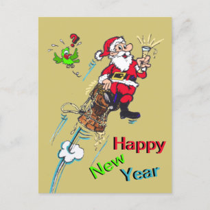 Postale Champagne Père Noël Poussière du Nouvel An. Carte 