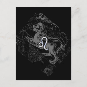 Postale Chrome Style Leo Zodiac Carte Hevelius 1690