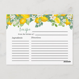 Postale Citrus Citron thème Fête des mariées Recette Carte
