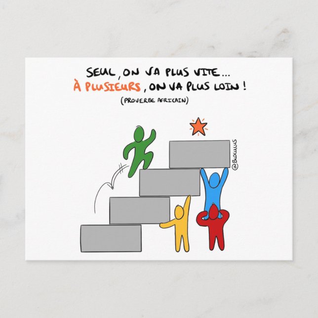 Postale Coaching carte "A plusieurs on va plus loin" (Devant)