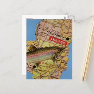 Postale Collage de la carte des poissons