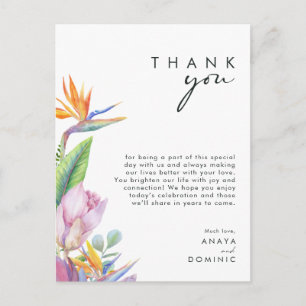 Postale Coloré Tropical Floral Réception Carte de remercie