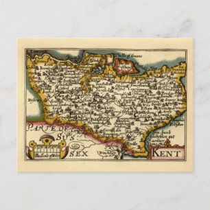 Postale Comté de Kent Angleterre Ancienne Carte Antiquaire