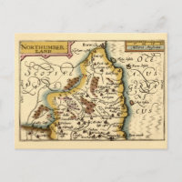 Comté de Northumberland Angleterre Ancienne Carte 